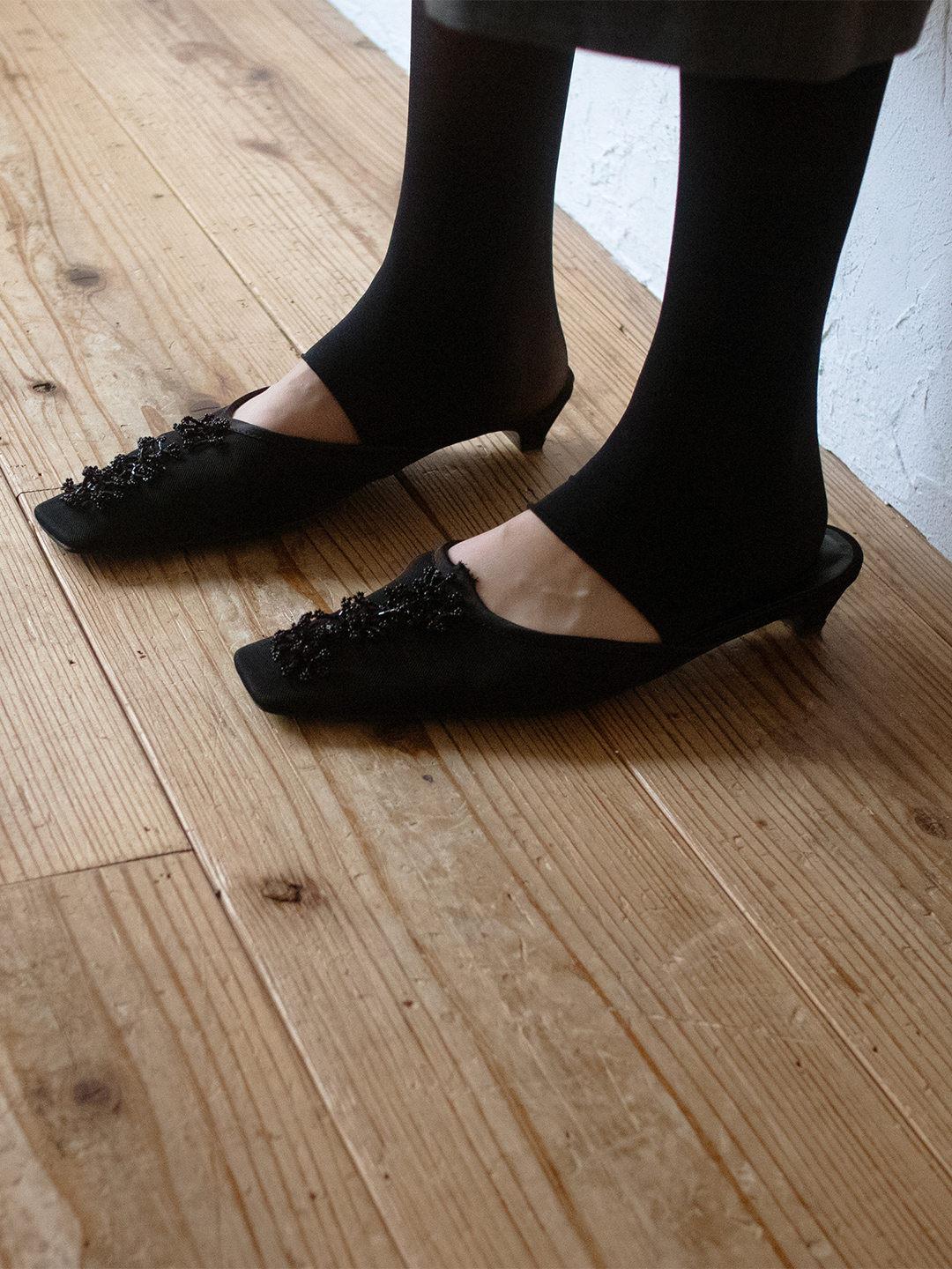 Botanical Mesh Mules 詳細画像 Black 5