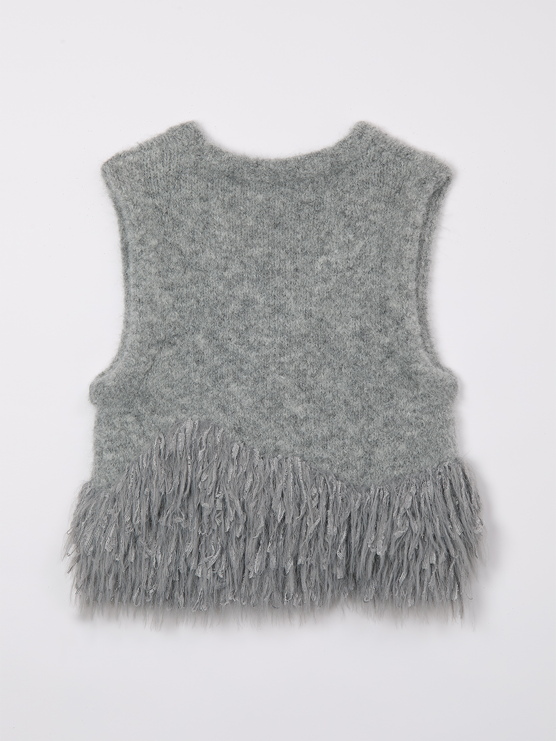 Alpaca Fringe Vest 詳細画像 Gray 2