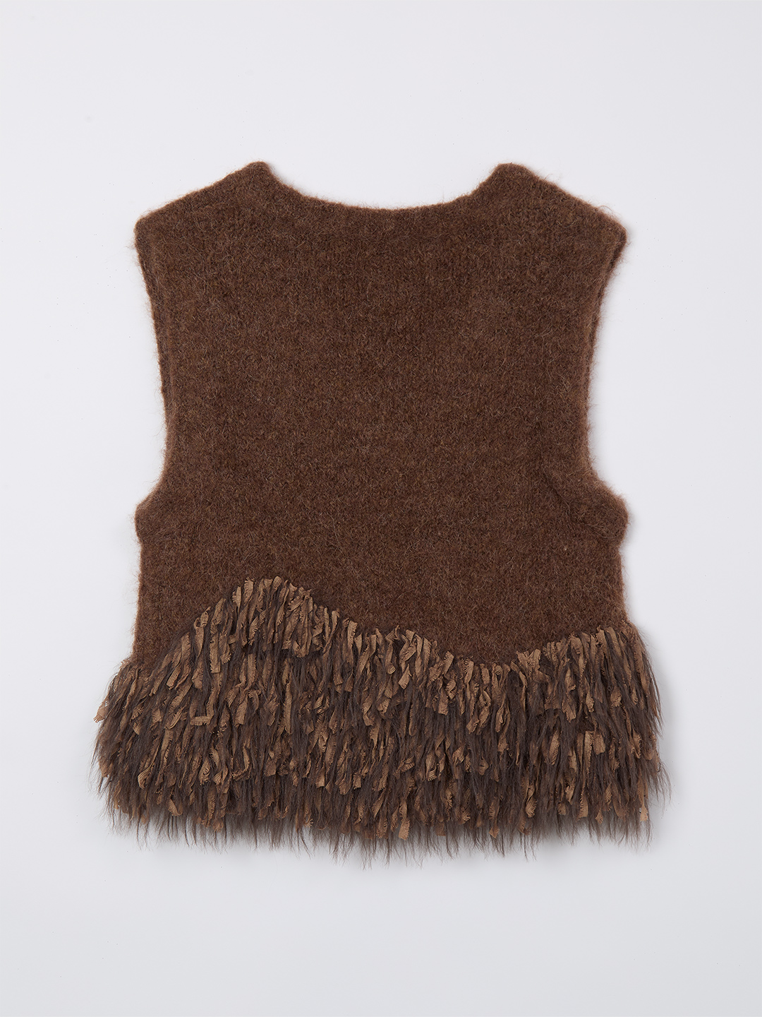 Alpaca Fringe Vest 詳細画像 Brown 2