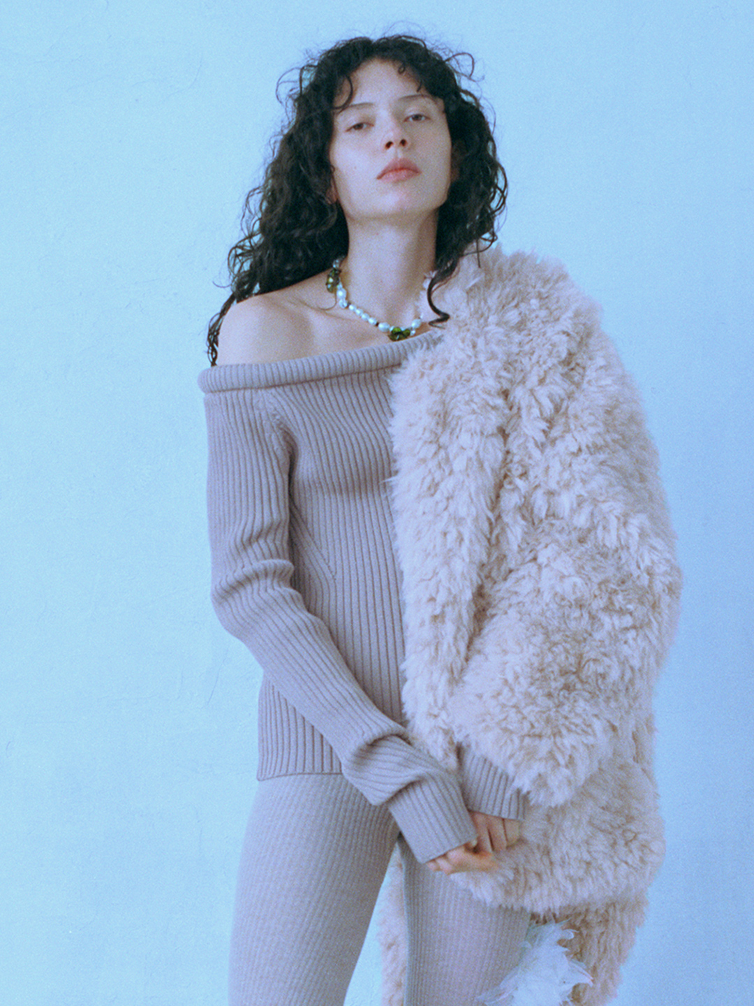 Tube Knit Off Shoulder 詳細画像 Beige 1