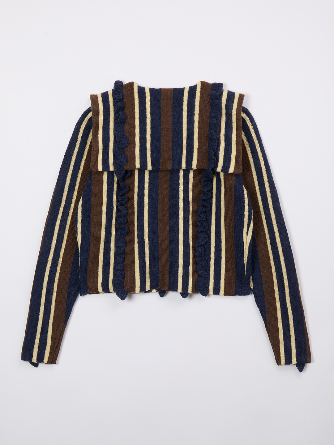 Frills and Stripes Cardigan 詳細画像 Navy 2
