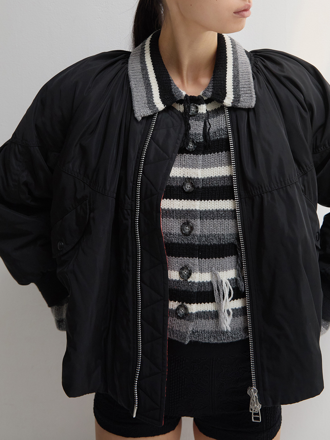 Multi Stripe Knitted Shirts 詳細画像 Black 1