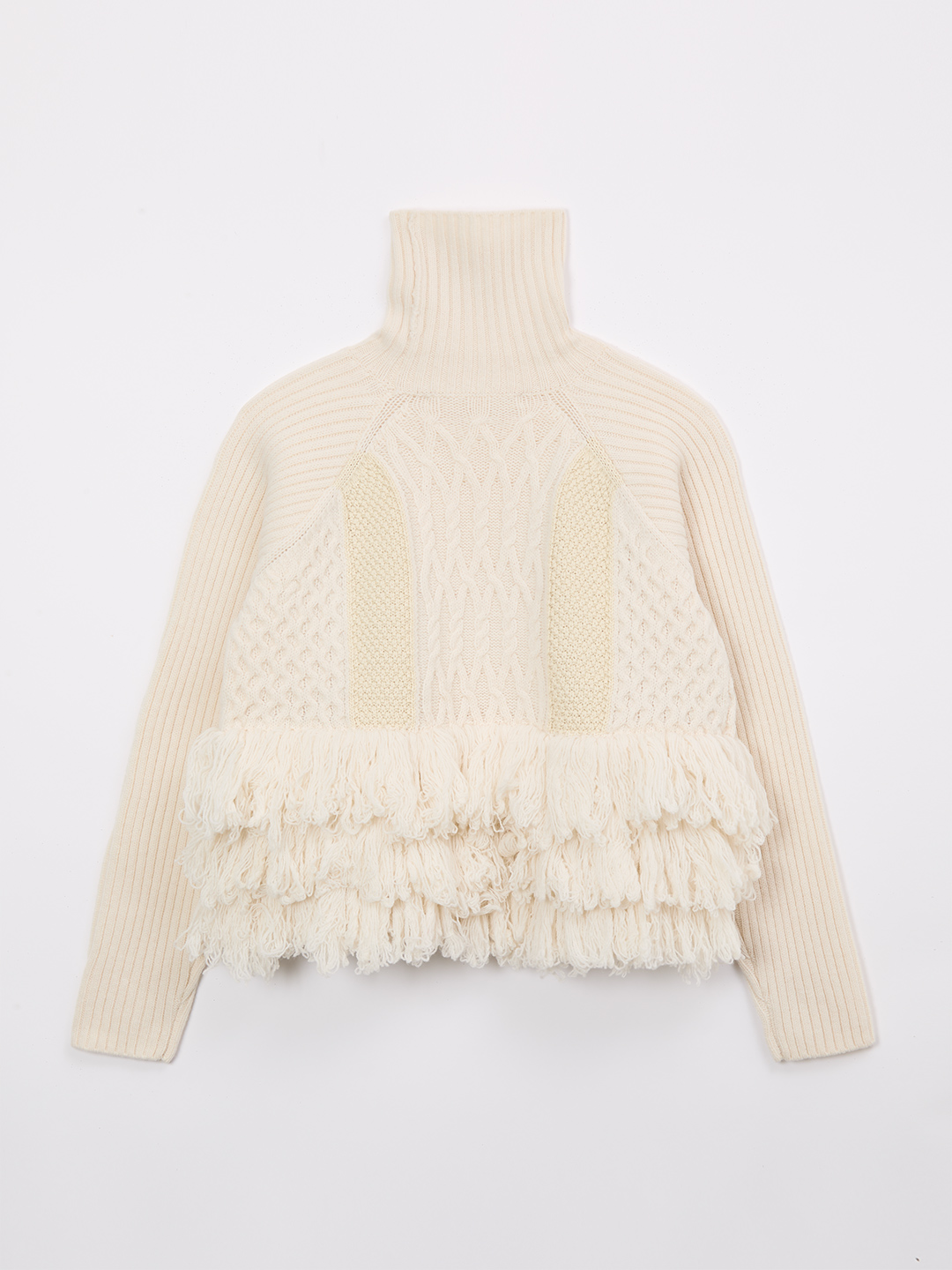 Cable Intarsia Turtle Top 詳細画像 White 2