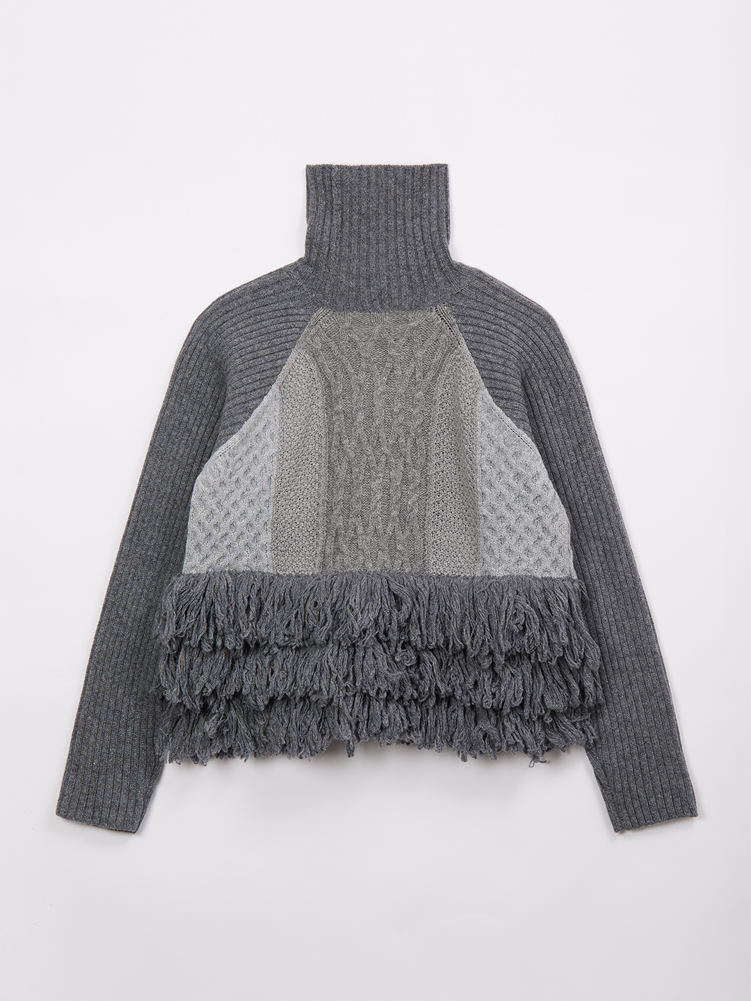 Cable Intarsia Turtle Top 詳細画像 Gray 2