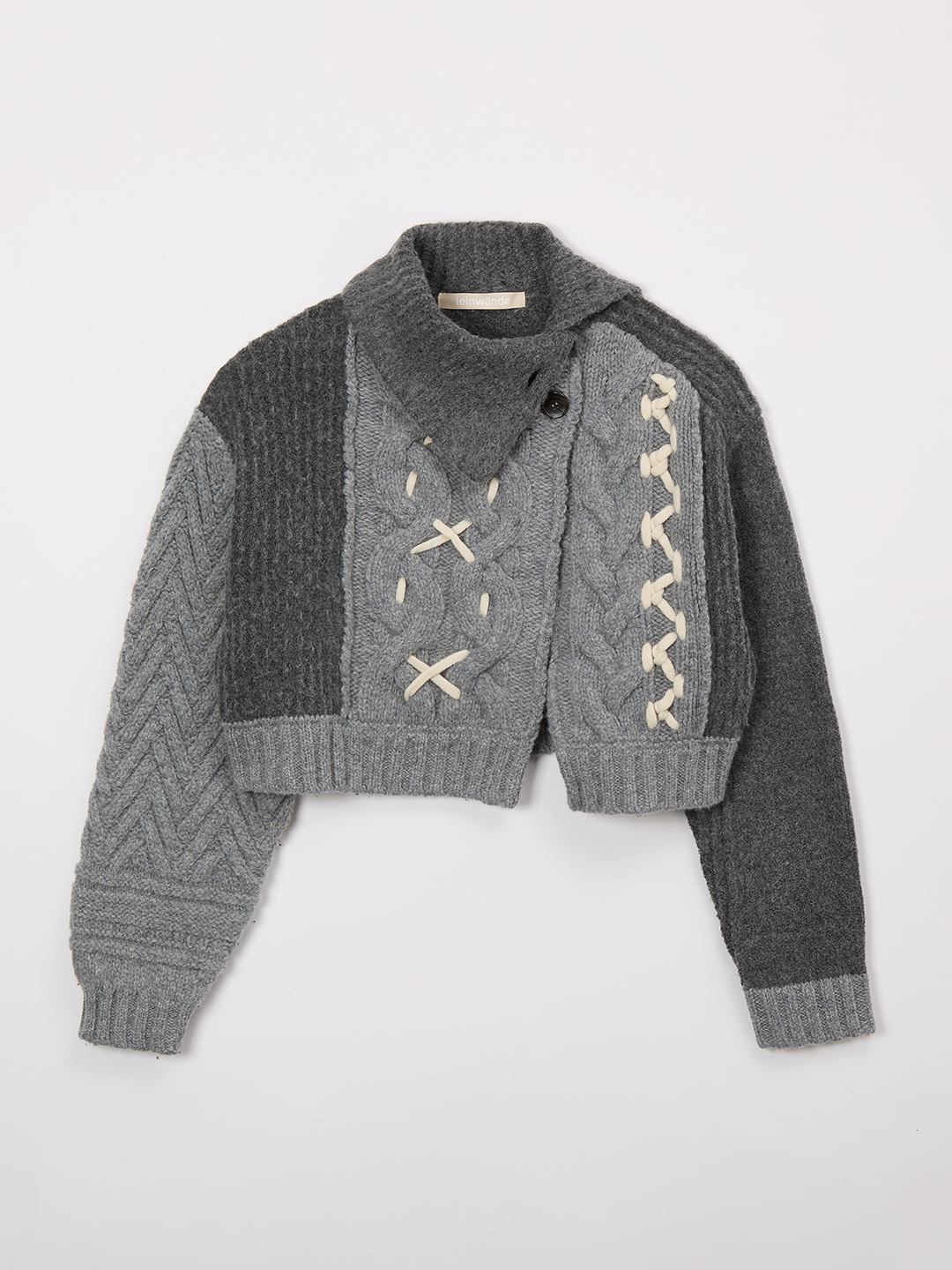 Stitched Cable Cardigan 詳細画像 Gray 3