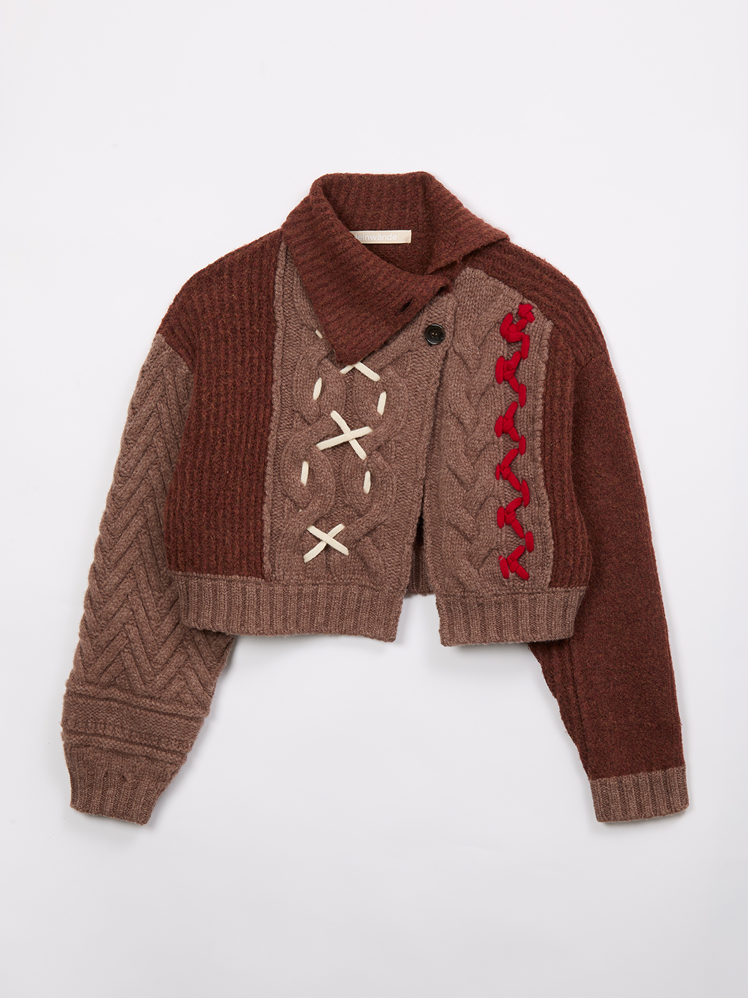 Stitched Cable Cardigan 詳細画像 Brown 3