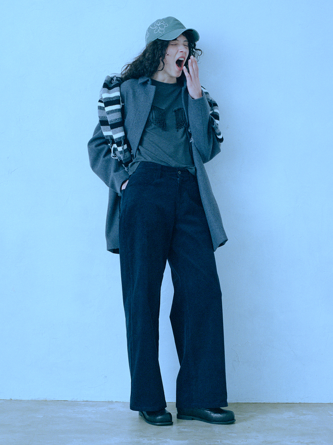 Beads Fringe T-shirt 詳細画像 Gray 3