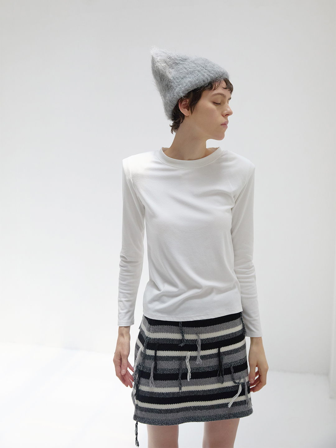 Padded Long T-Shirt 詳細画像 White 1