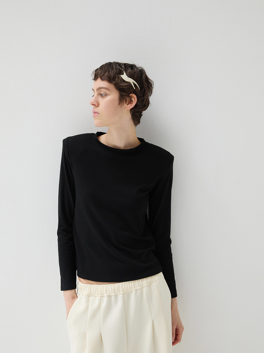 Padded Long T-Shirt 詳細画像 Black 1
