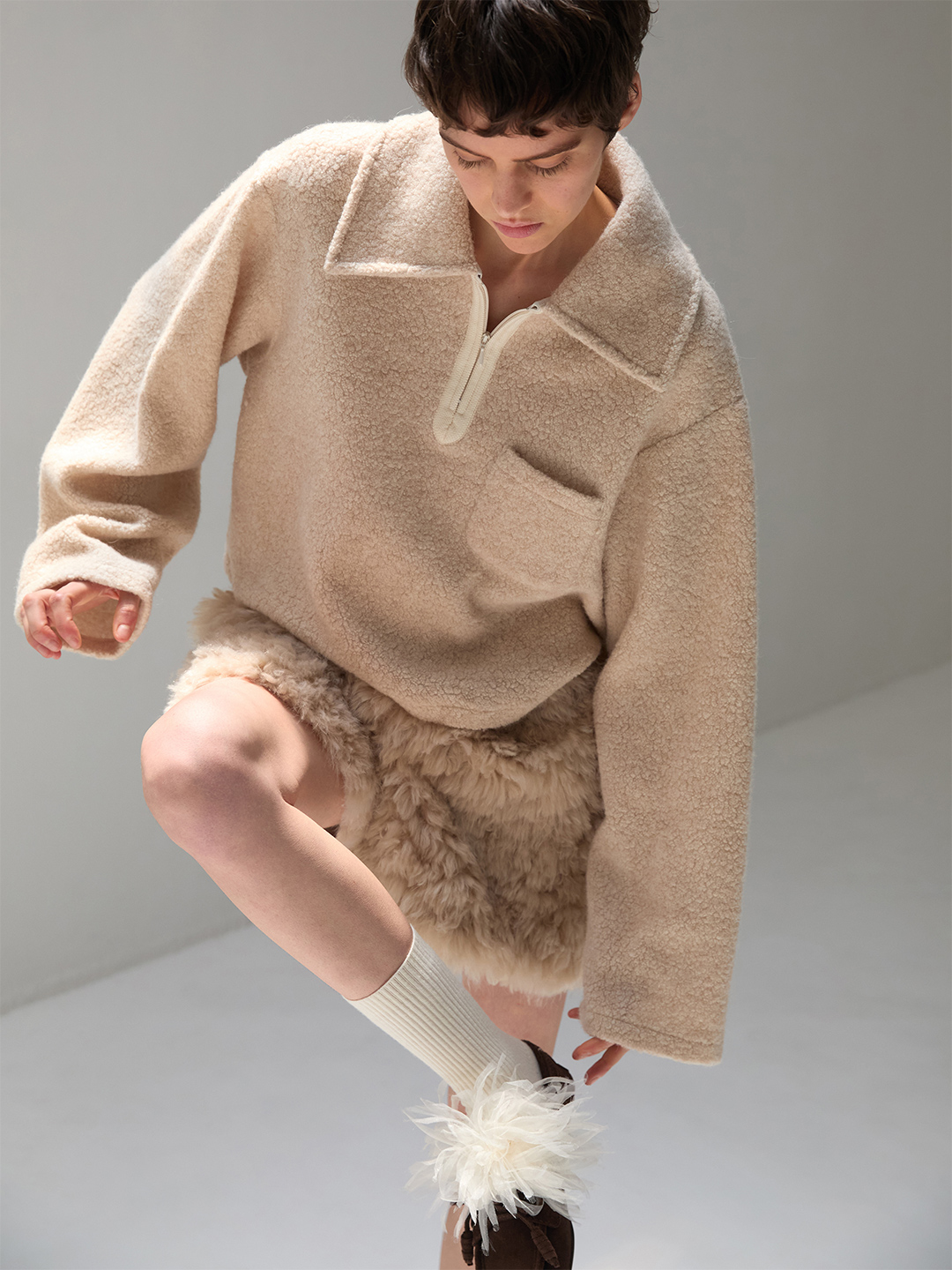 Kerry Fur Shorts 詳細画像 White 2