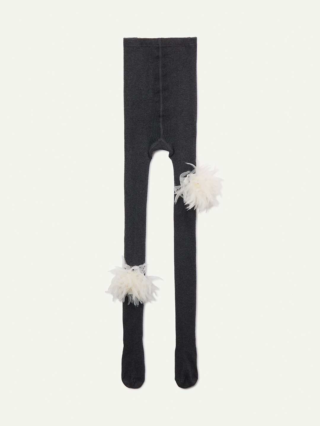Pom pom Flower Wool Tights 詳細画像 Gray 2